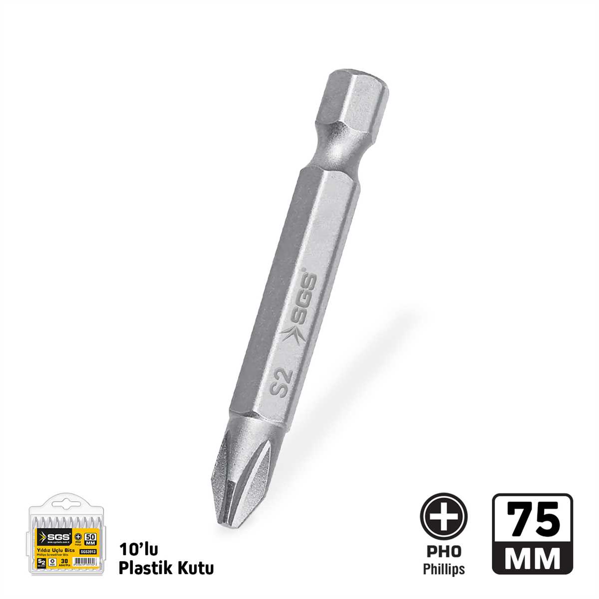 YILDIZ UÇLU BİTS S2 PH0*75mm Sand-Pro Series